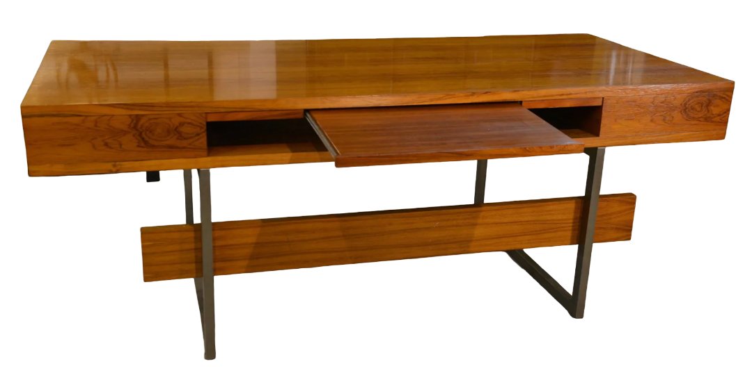 Large Minister Desk, Ligne Roset 1970 Edition, In Rosewood Veneer-photo-4