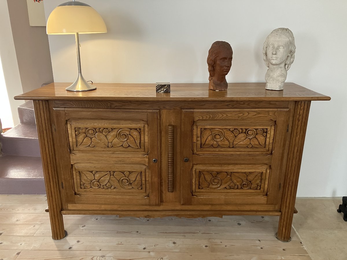 Art Deco Sideboard, 1940s–1950s, Made Of Oak
