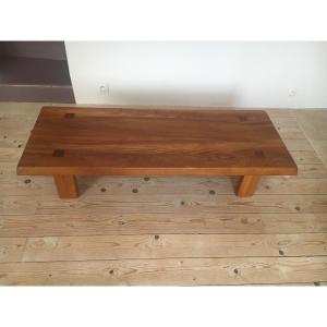 Model T-08 Coffee Table By Pierre Chapo In Solid Elm From The 1970s