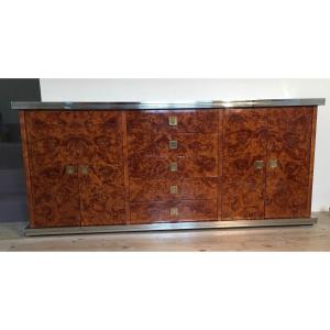 Vintage Burl Walnut Sideboard With 4 Doors By Mario Sabot, 1970