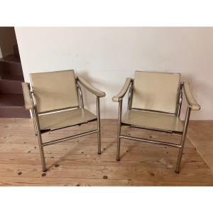 Pair Of Lc1 Armchairs By Lecorbusier Vintage