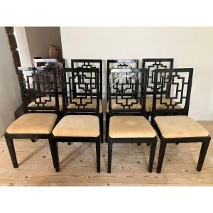 8 Chaises 1970 Laquées Noire