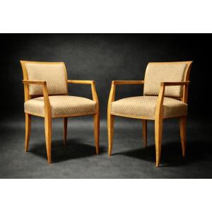 paire de fauteuils de Alfred Porteneuve en hêtre des années 1940-1950