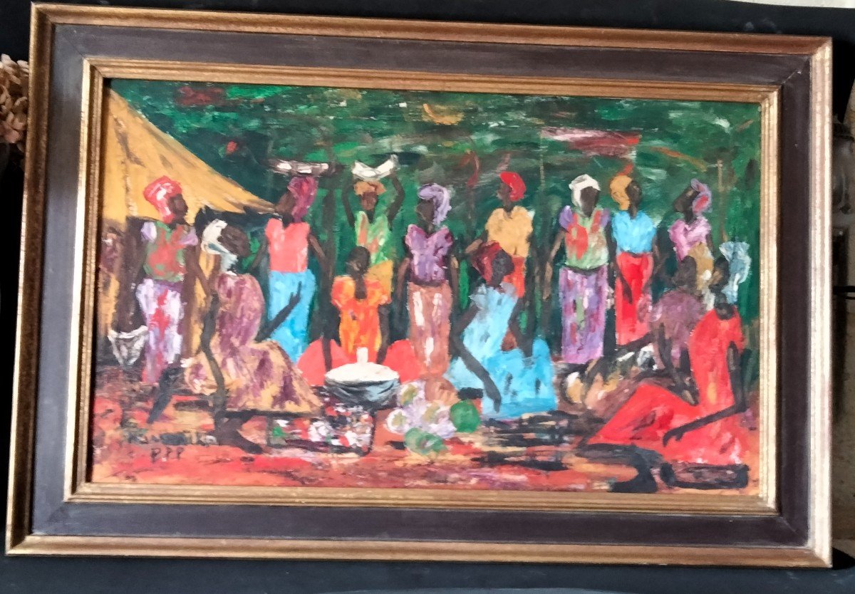 Tableau école De Poto Poto Signé Ngavouka