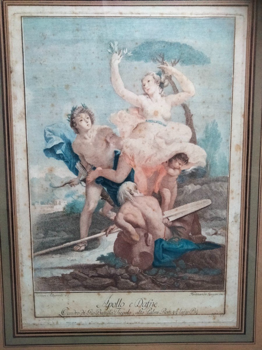 Gravure De Fernando Gregori  - Apollo E Dafné d'Après Tiepolo XVIIIe-photo-2