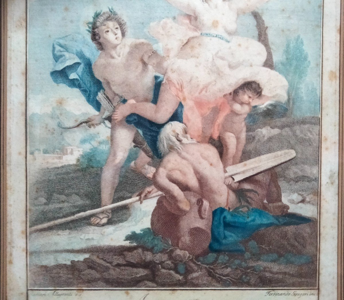 Gravure De Fernando Gregori  - Apollo E Dafné d'Après Tiepolo XVIIIe-photo-4