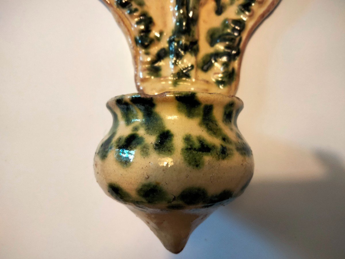 Bénitier Terre Vernissée Ligron , St Quentin La Poterie XIXe-photo-3