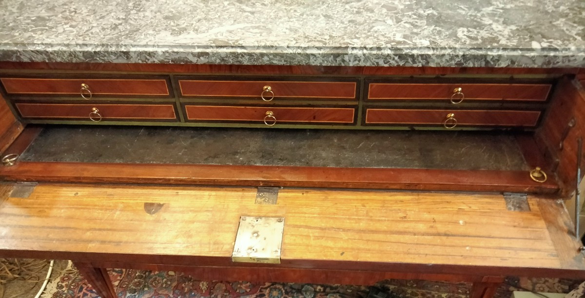 Commode Bureau Louis XVI Estampillé Jean Demoulin-photo-6
