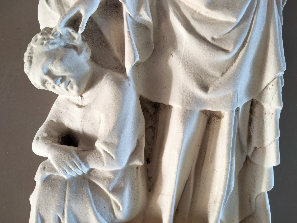 Bas relief platre de Gaston Schnegg - Guérison du sourd muet-photo-3