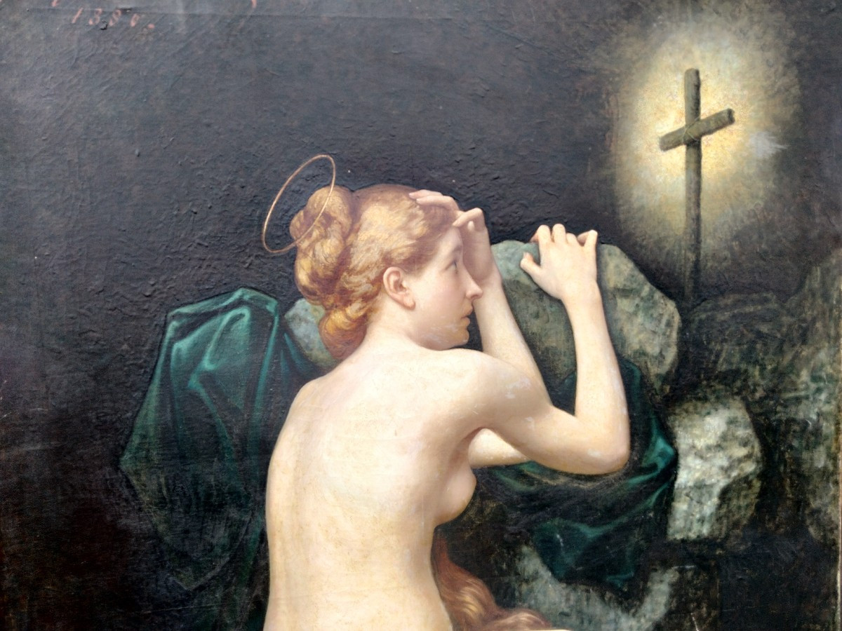Painting By Georges Hébert - Maria Magdalena 1880-photo-2