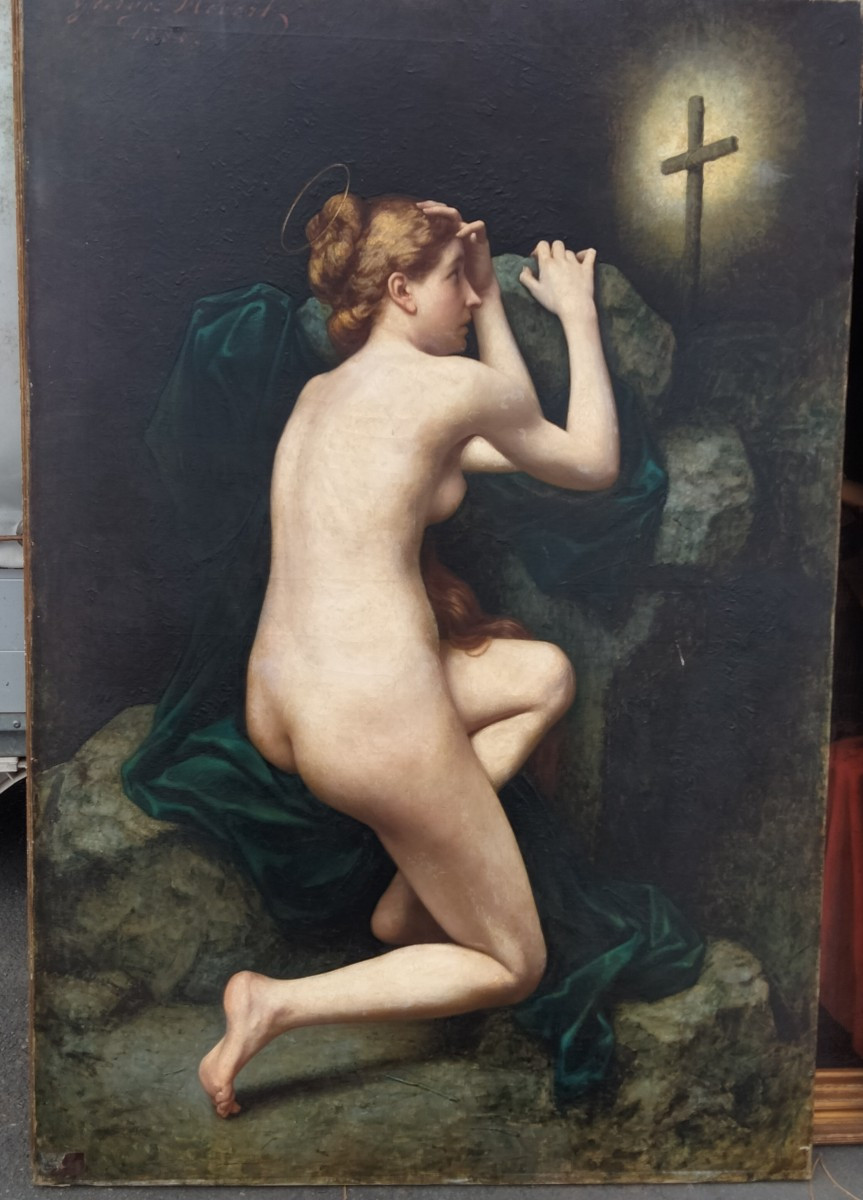 Painting By Georges Hébert - Maria Magdalena 1880-photo-3