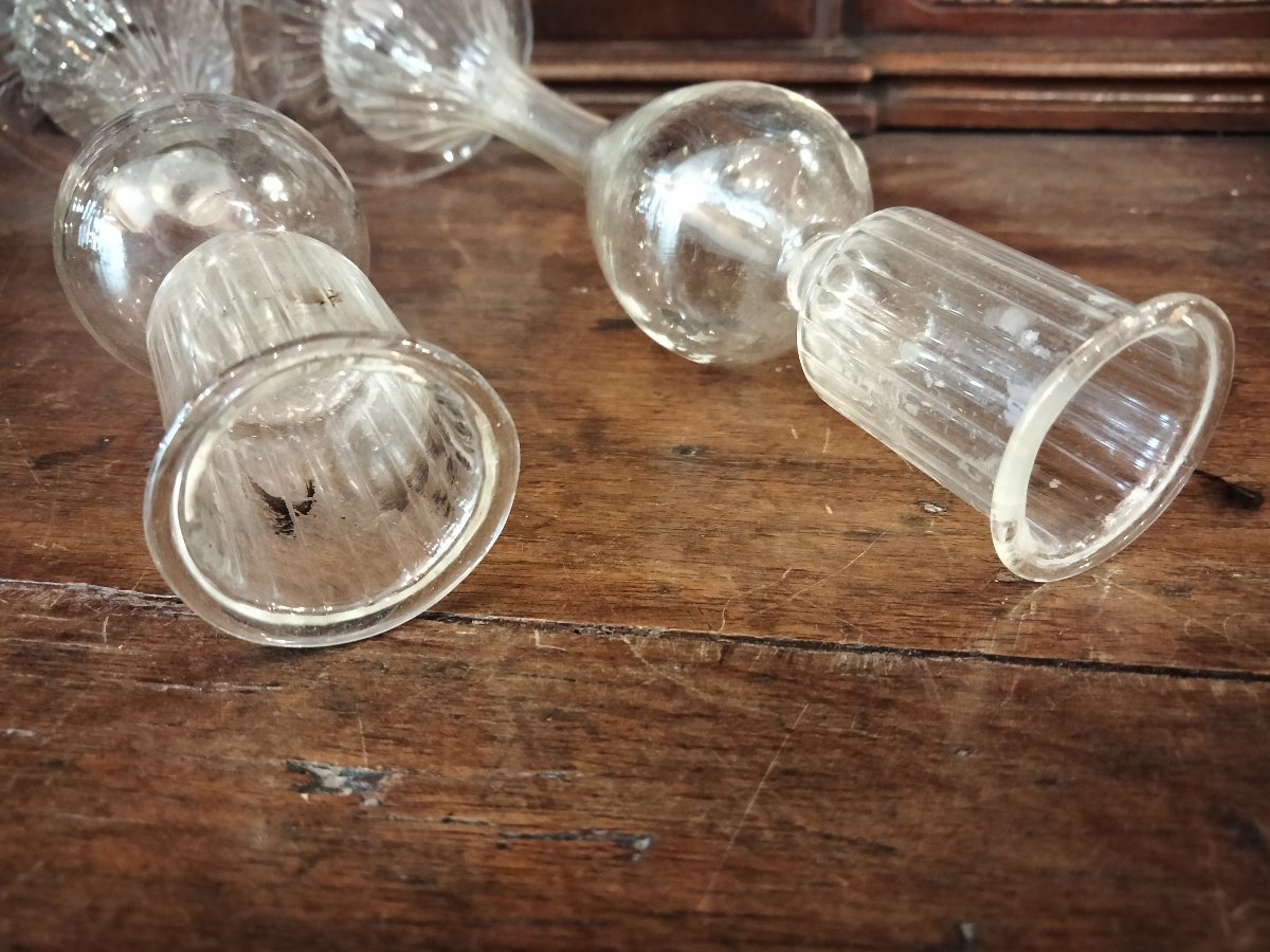 Paire de Bougeoirs Verre XVIIIe-photo-3