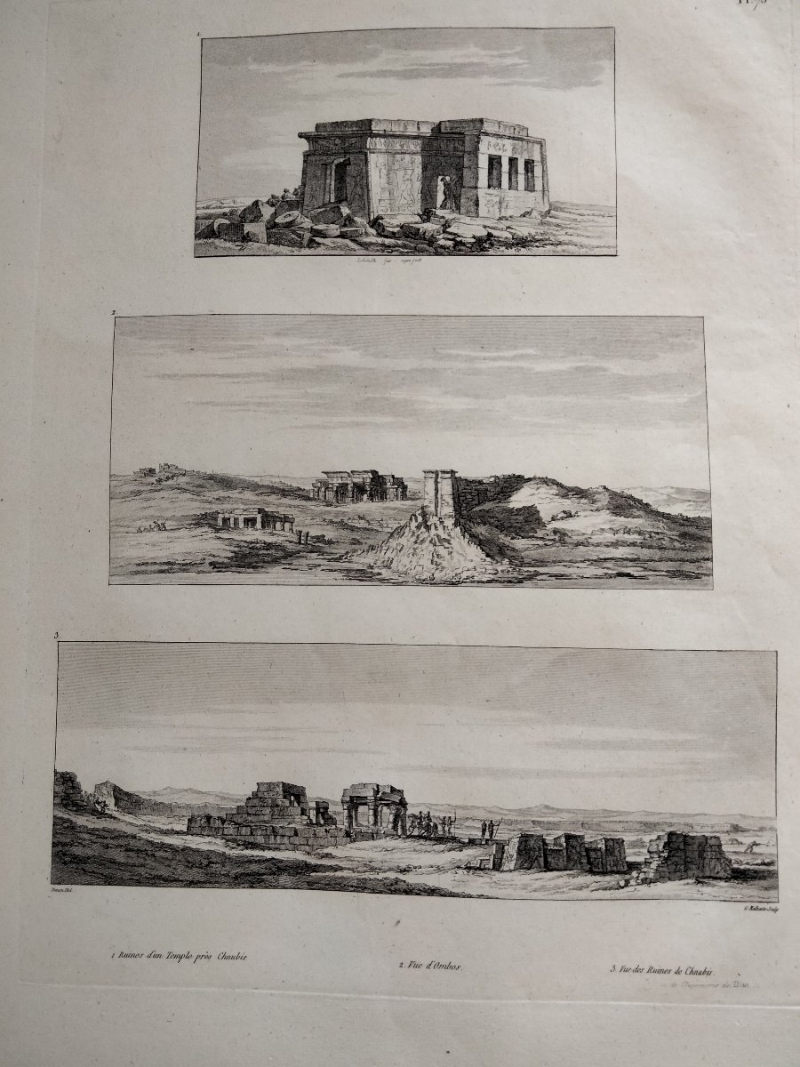 Lot 5 Gravures Vivant Denon - Voyage en basse et Haute Egypte XIXe