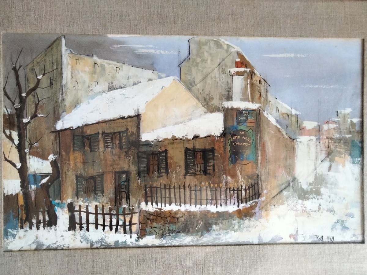 Painting Le Lapin Agile Signed Roll-photo-2
