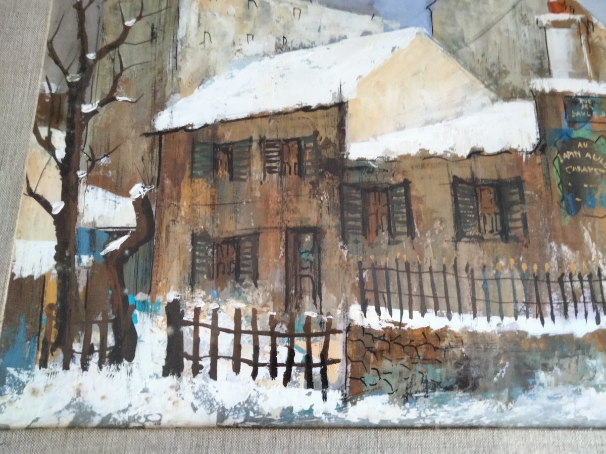 Painting Le Lapin Agile Signed Roll-photo-3