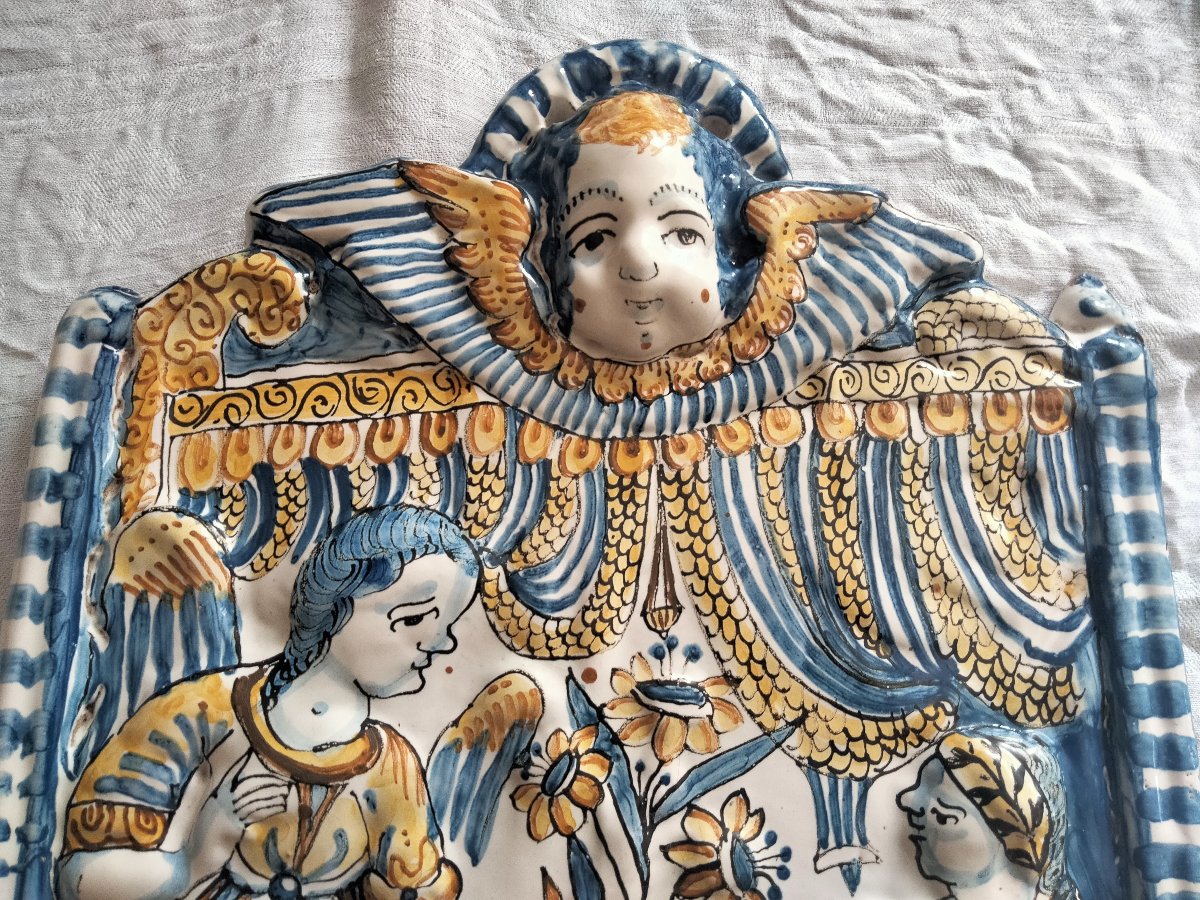 17th-century Nevers Baptismal Font Panel - The Annunciation-photo-3