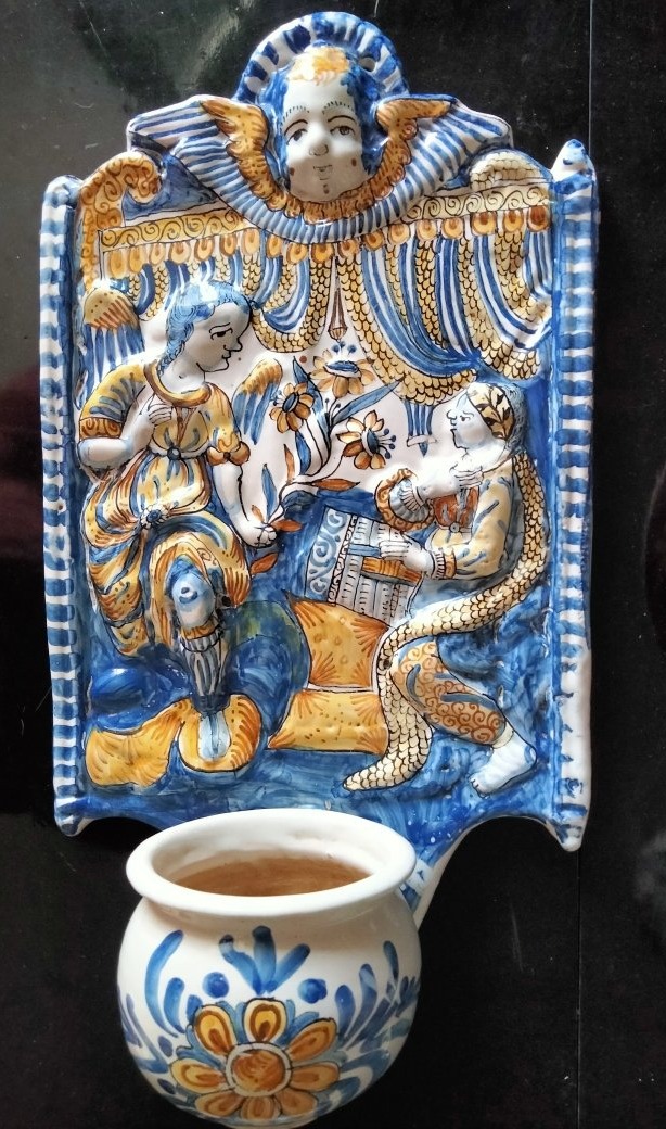17th-century Nevers Baptismal Font Panel - The Annunciation