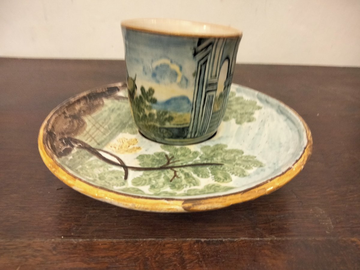 Tasse Trembleuse & soucoupe Castelli XVIIIe-photo-2