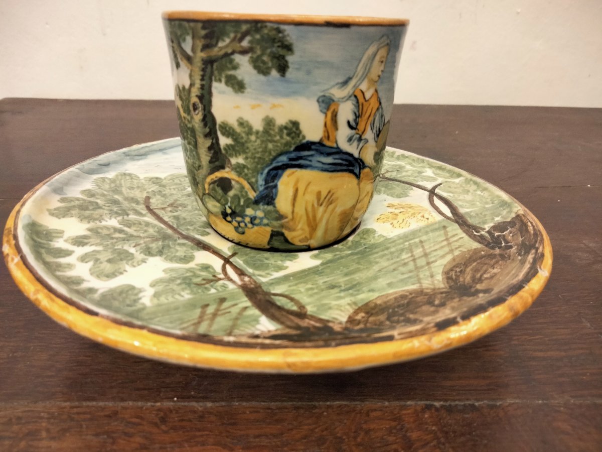Tasse Trembleuse & soucoupe Castelli XVIIIe-photo-3