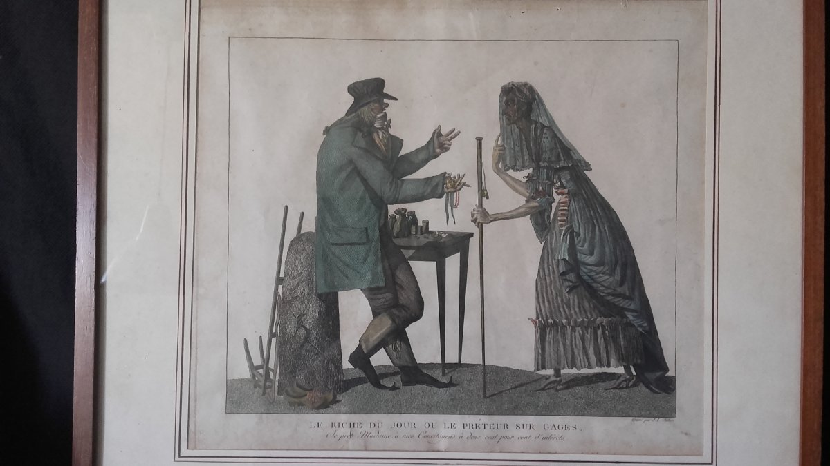 Engraving By Julien - The Rich Of The Day Or The Pawnbroker Late 18th Century-photo-2