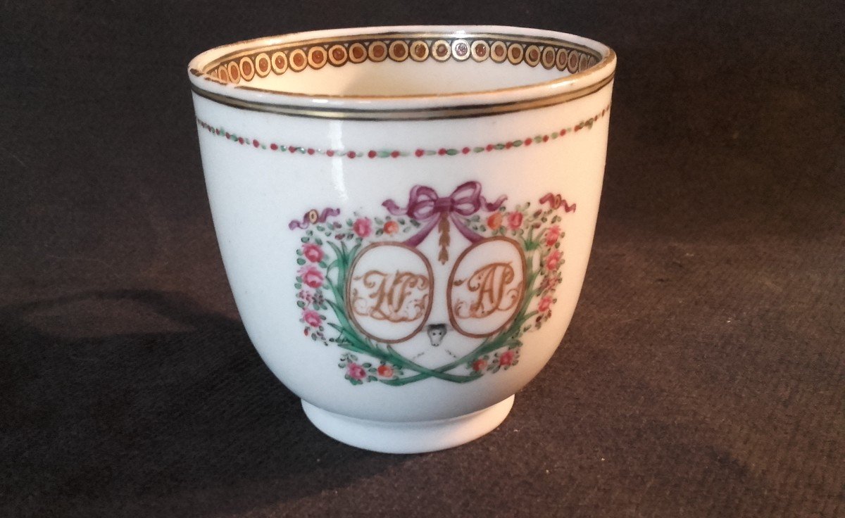 Tasse Et Soucoupe De Mariage  Porcelaine Chine Cie Des Indes XVIIIe-photo-1