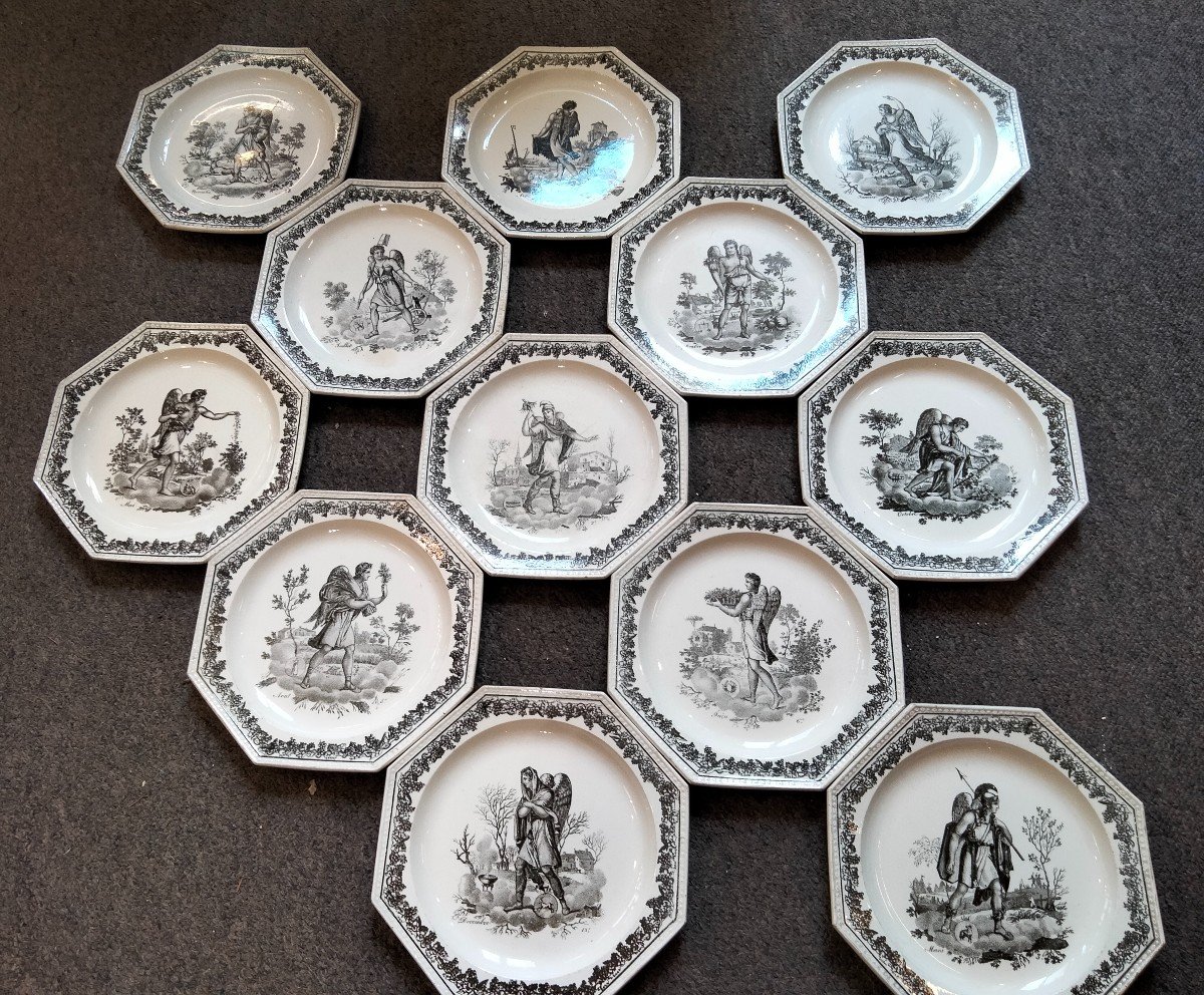 Series 12 Creil Plates - Month And Zodiac Nineteenth-photo-2