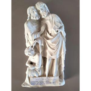 Bas relief platre de Gaston Schnegg - Guérison du sourd muet