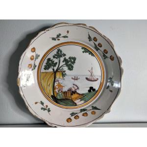 Assiette Bâteau période Révolutionnaire Nevers XVIIIe