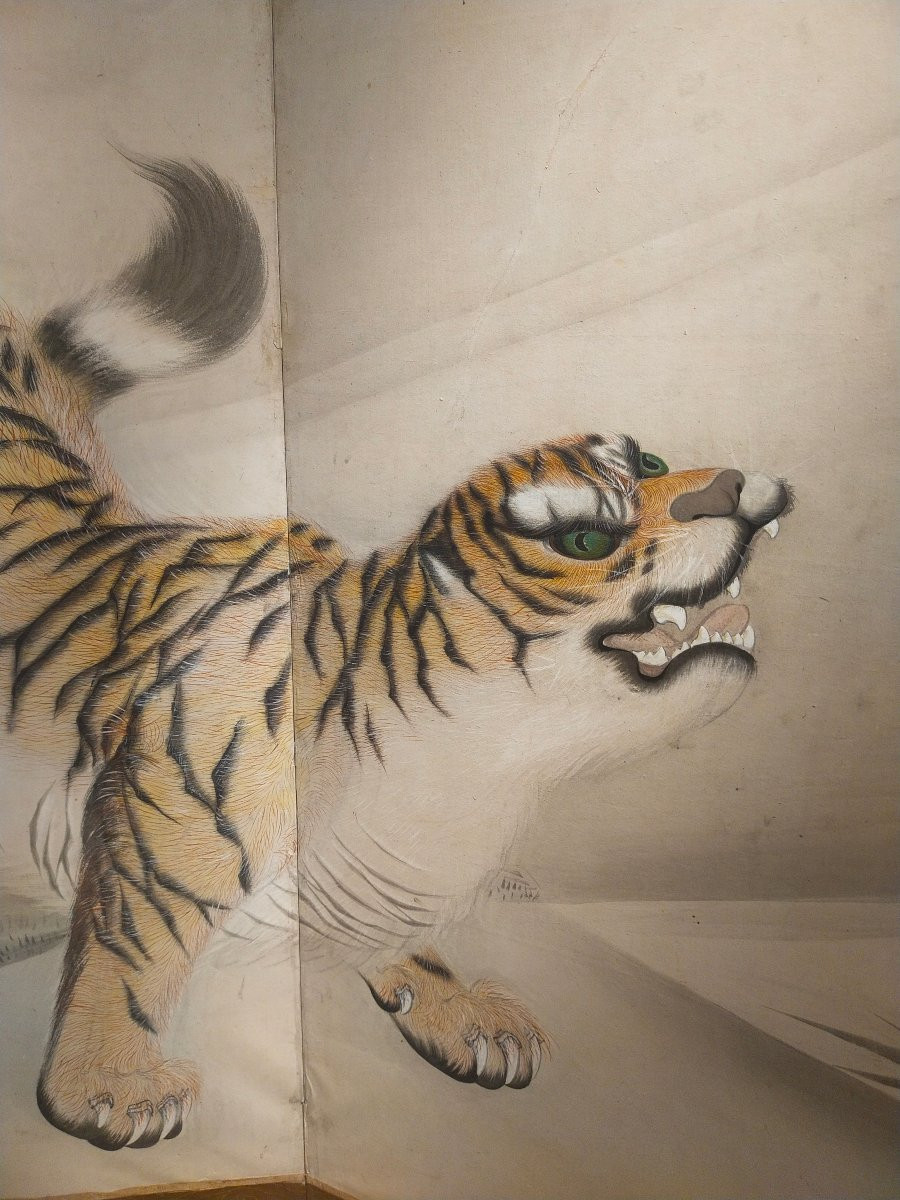 Paravent japonais au tigre-photo-3