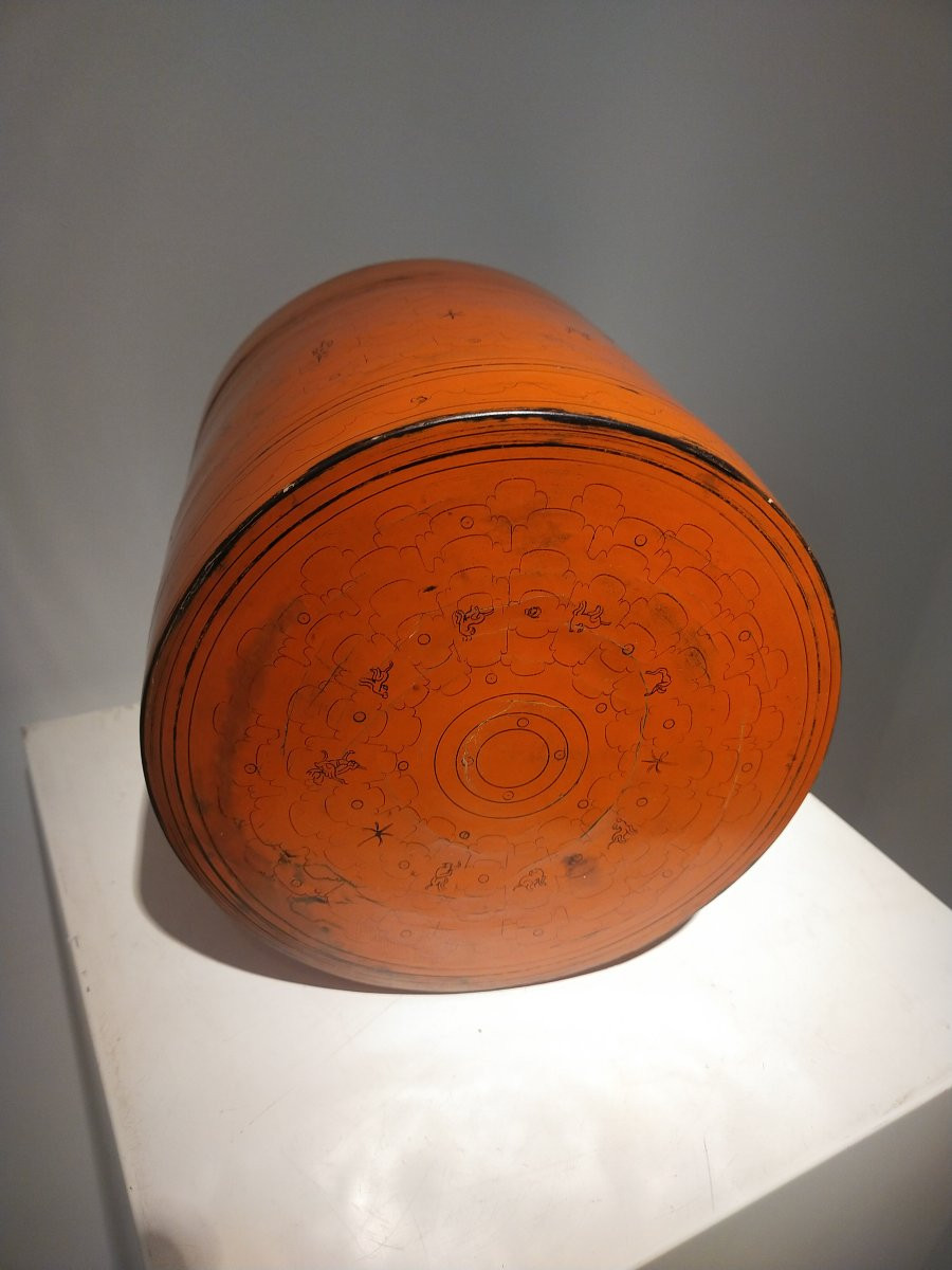 Boîte à bétel, laque orange,Birmanie -photo-2