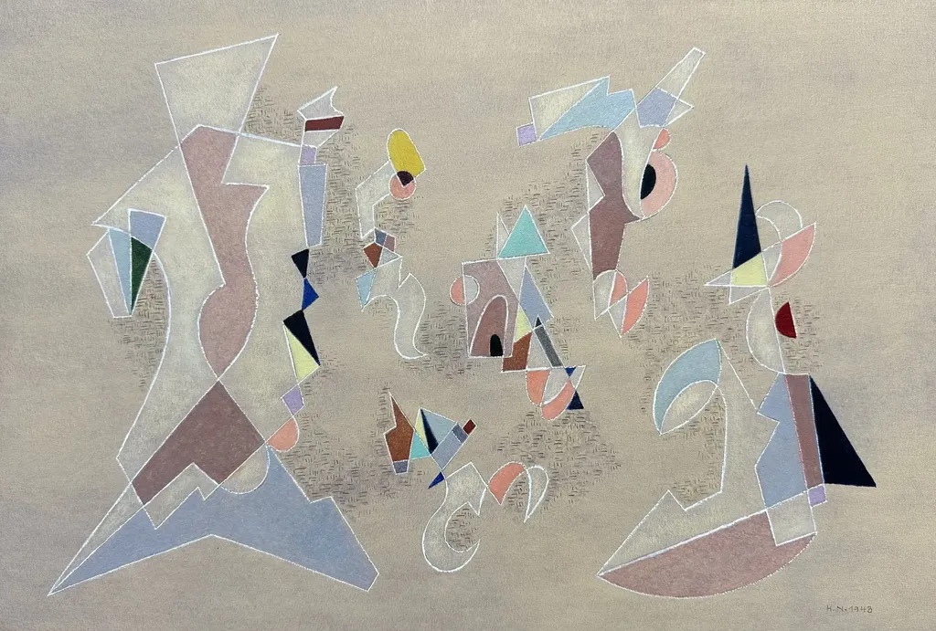 Drawing By Henri Nouveau (1901-1959) “sechs Gebilde” 1948