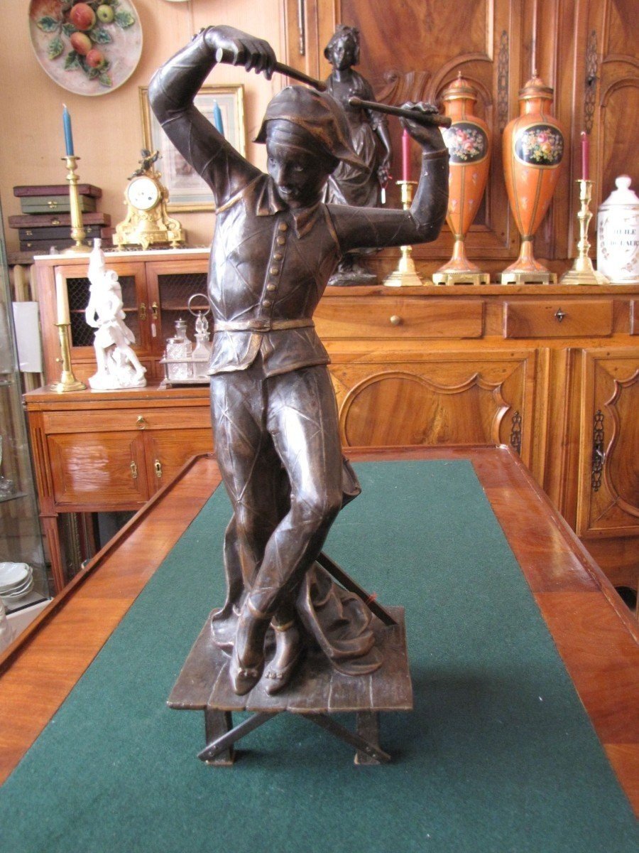 Statuette d'arlequin en bronze-photo-2