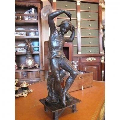 Statuette d'arlequin en bronze-photo-1