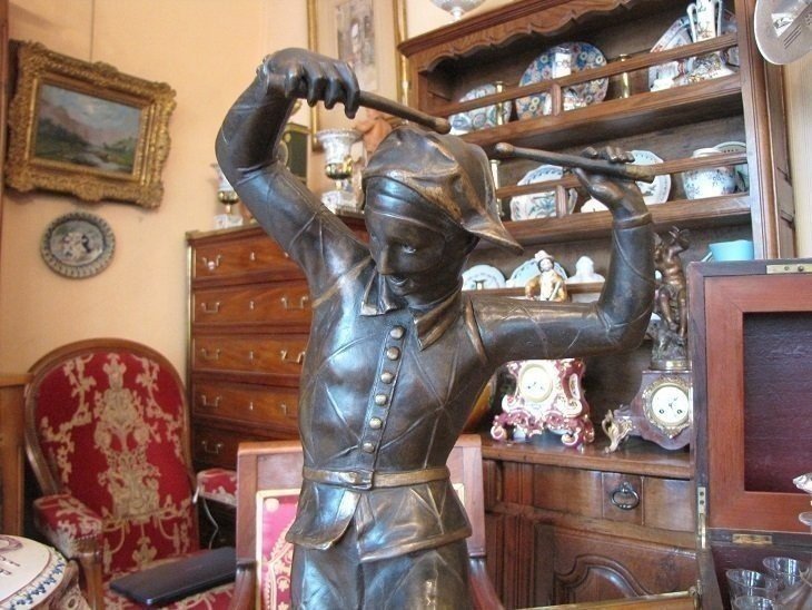 Statuette d'arlequin en bronze-photo-3