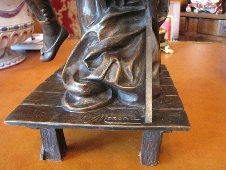 Statuette d'arlequin en bronze-photo-6