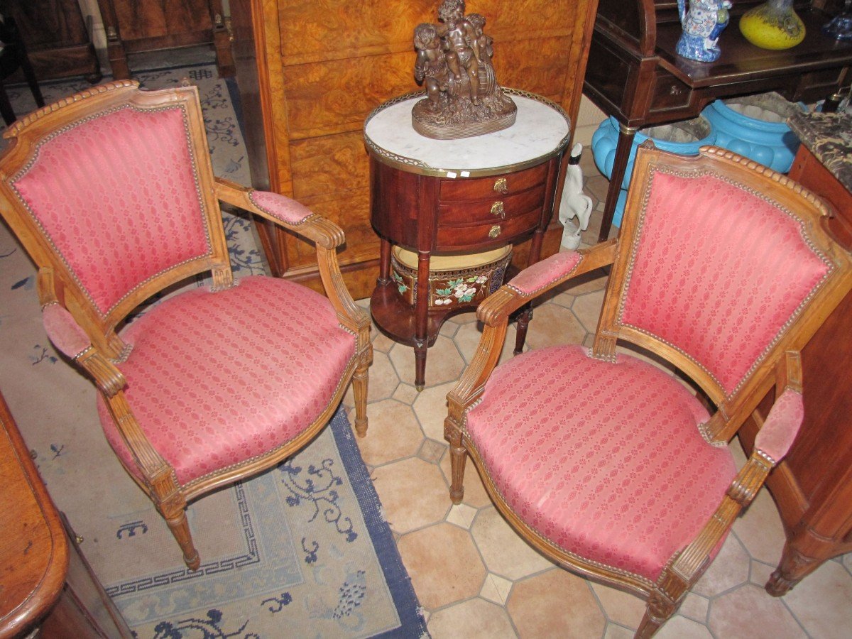 Paire de fauteuils Louis XVI-photo-4