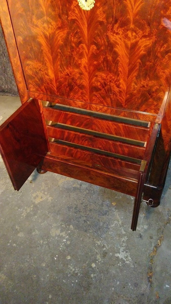 Secretaire en acajou flammé-photo-3