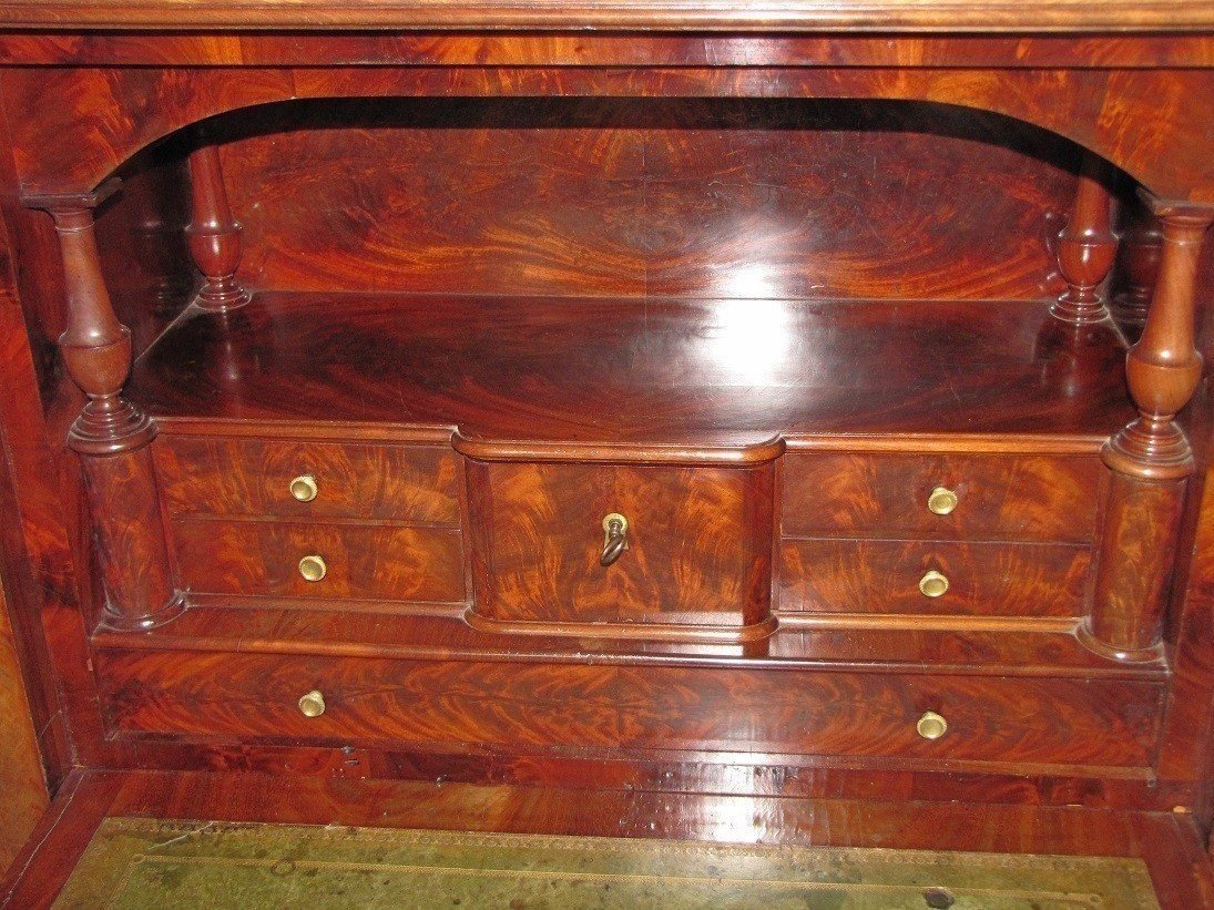 Flamed Mahogany Secretary Desk-photo-3
