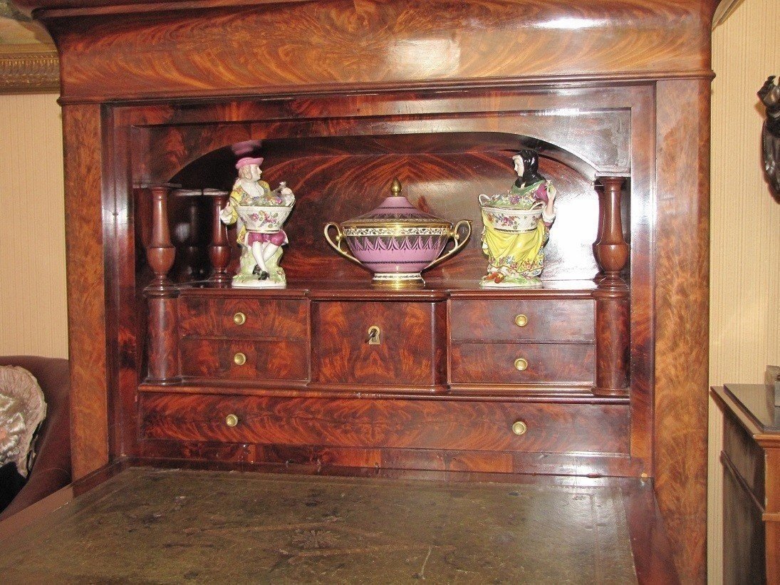 Flamed Mahogany Secretary Desk-photo-3