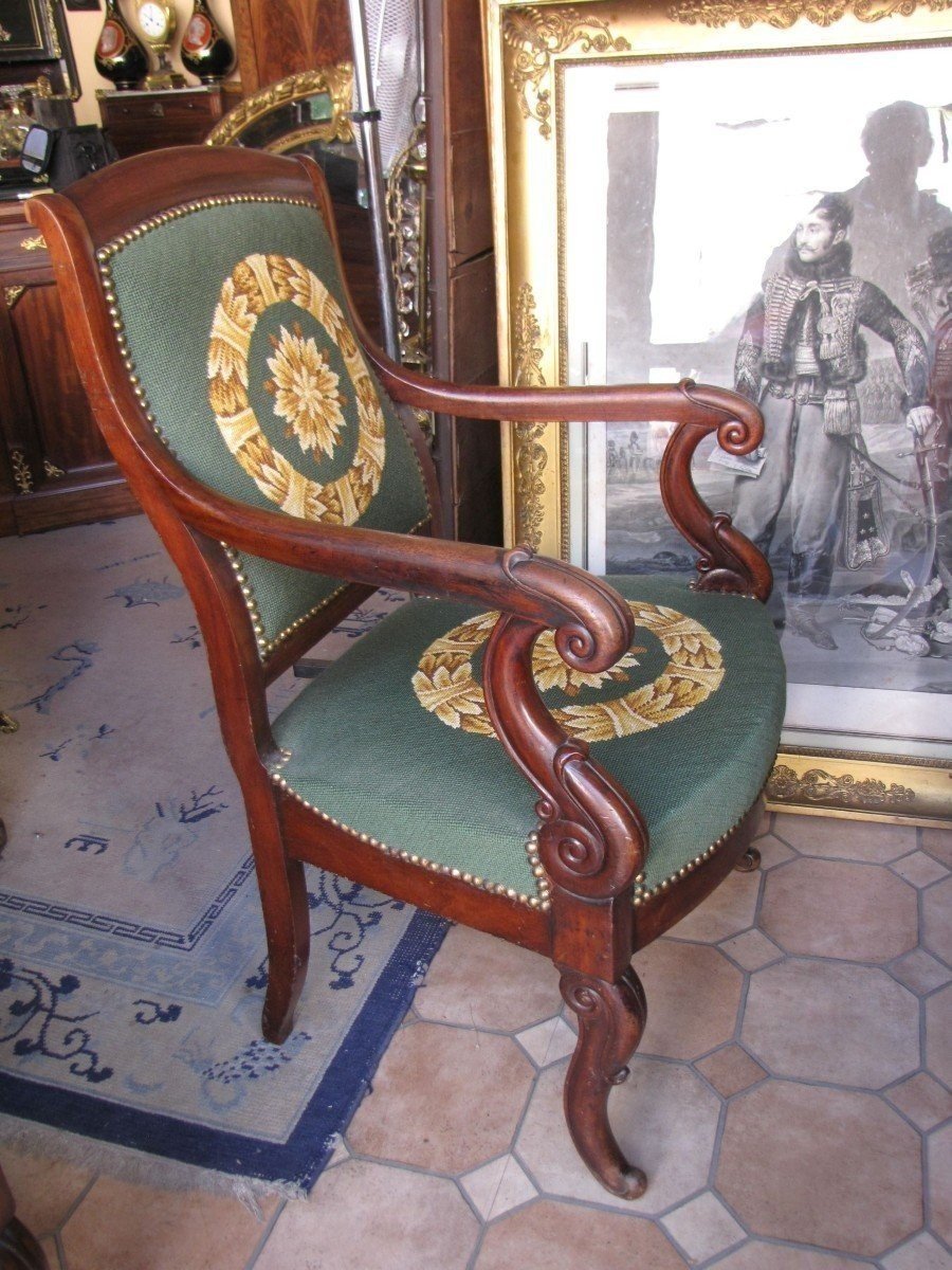 Pair Of Restoration-style Armchairs-photo-3