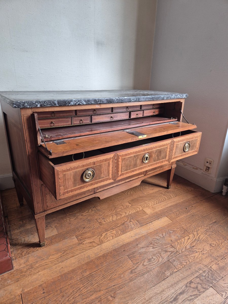 Commode bureau  Louis XVI  estampillée-photo-2