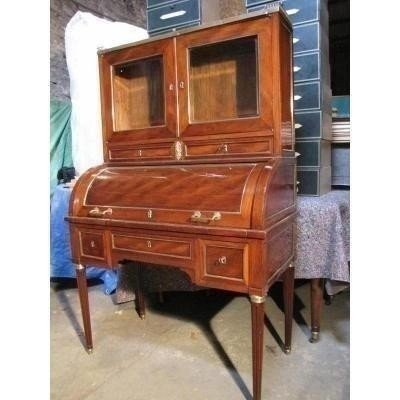 Bureau cylindre à vitrine