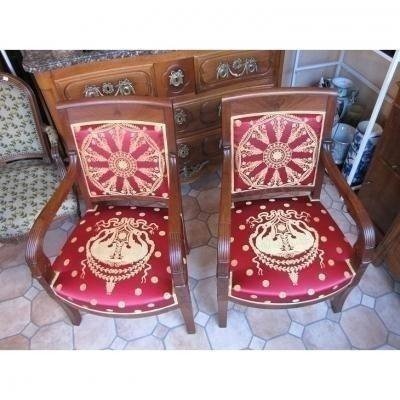 Pair Of Restoration-style Armchairs-photo-2