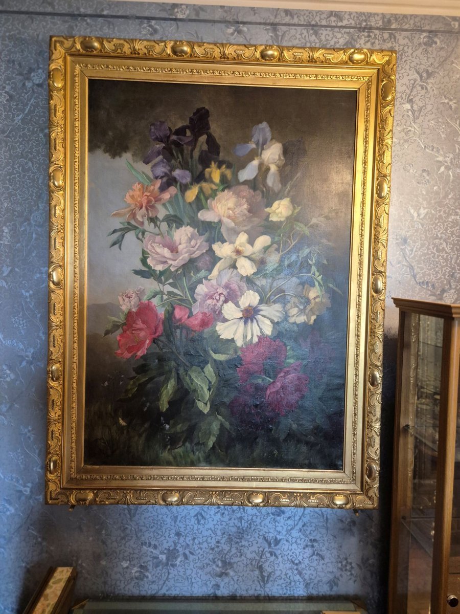 Important tableau de fleurs-photo-2