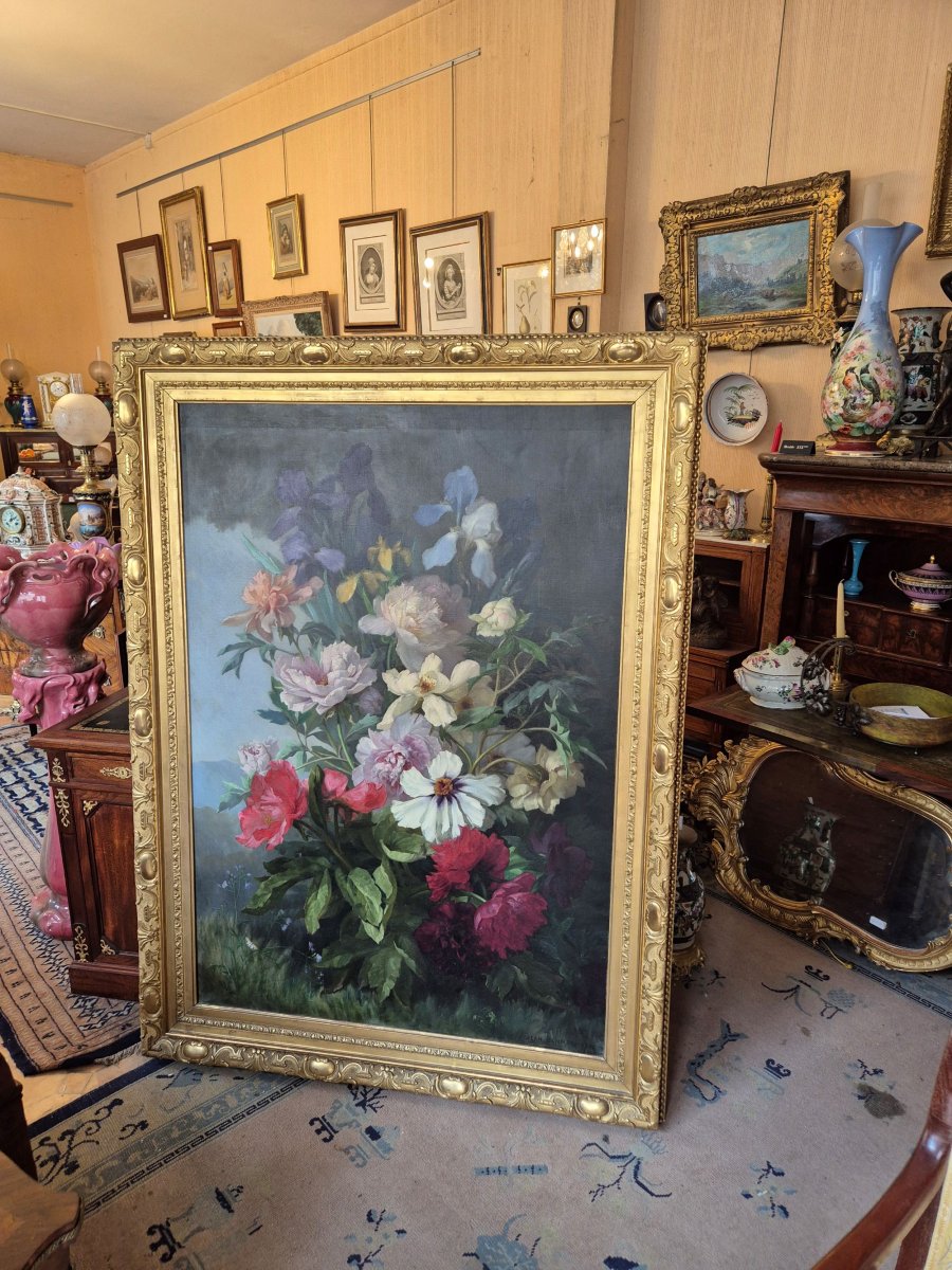 Important tableau de fleurs-photo-4