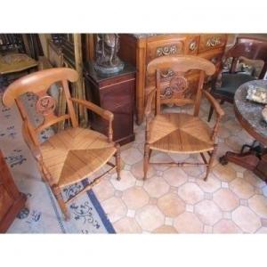 Pair Of Straw Armchairs