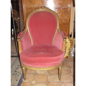 Bergère en bois doré