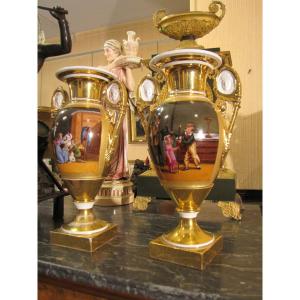 Pair Of Vases In Old Paris