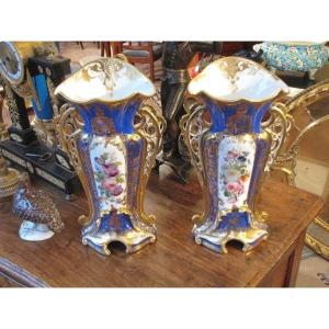 Paire de vases en Vieux Paris