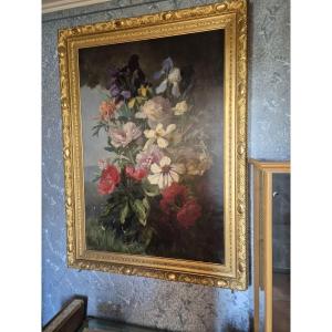 A Large Painting Of Flowers